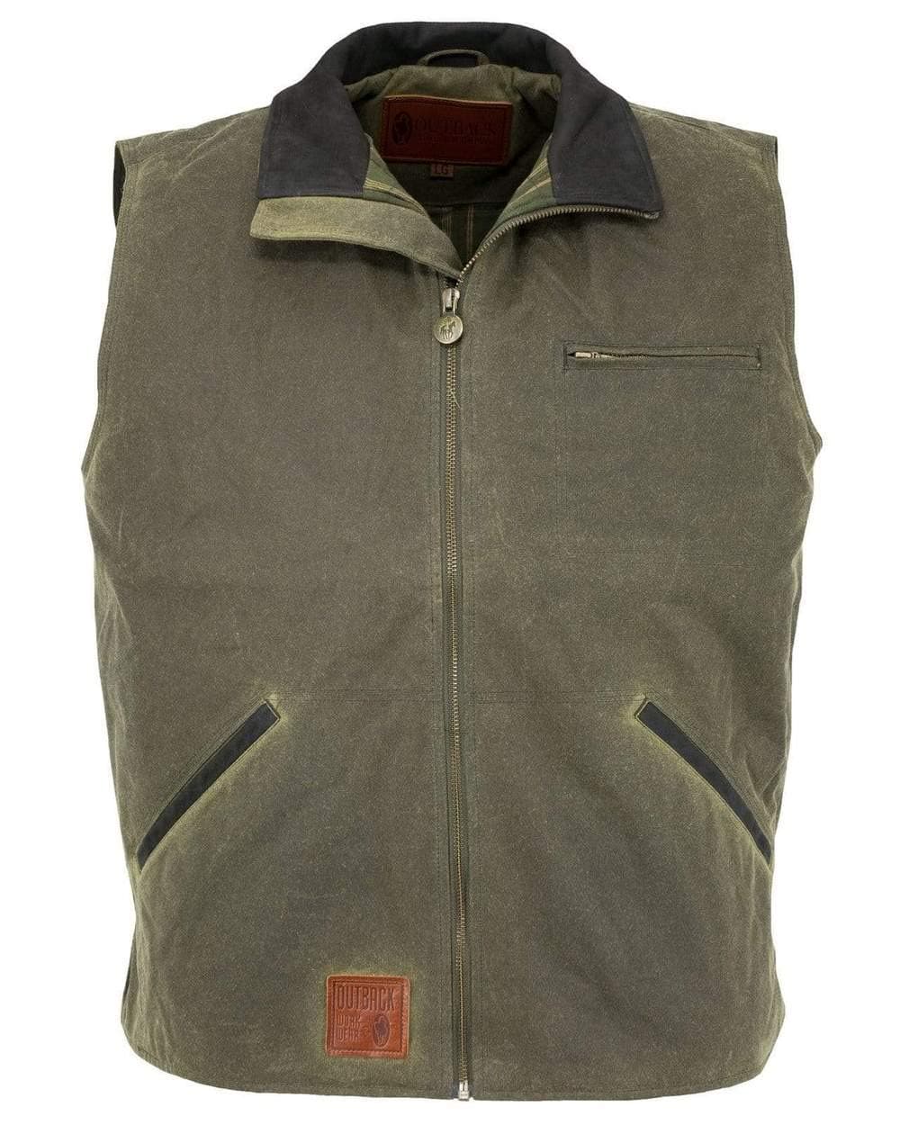 Outback Trading Men's 2143 Sawbuck Full-Zip Oilskin Western Vest, Sage, X-Large