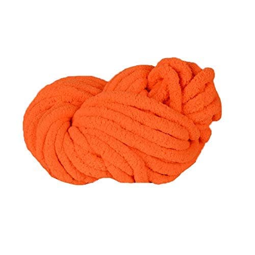Orange Super Chunky Chenille Yarn Jumbo Soft Arm Knitting Crocheted Blanket Giant Knit Blanket 250g