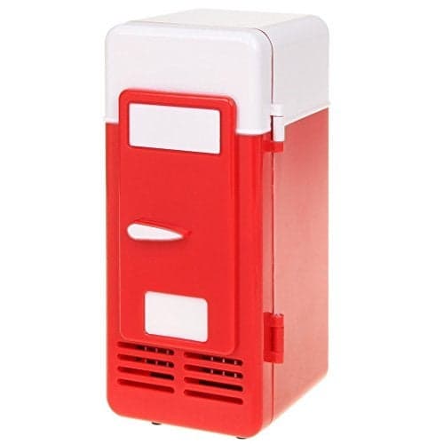 ThreeH New Mini Red USB Fridge Cooler Beverage Drink Cans Cooler/Warmer Refrigerator for Laptop PC Computer Red H-UF05Red