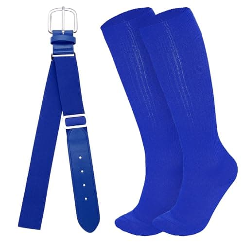 Dxhycc Youth Baseball Socks and Belt Combo Set Softball Baseball Socks and Elastic Waist Belt for Youth Boys Girls, Blue