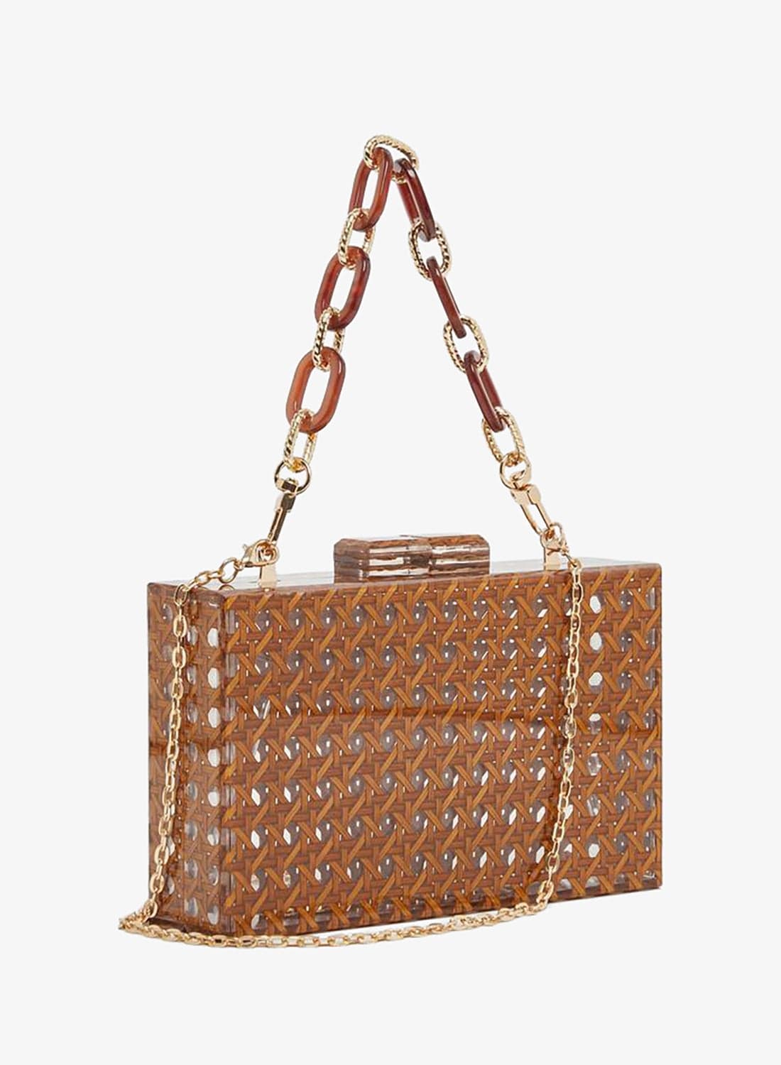 Cut Out Clutch Bag with Chain Strap