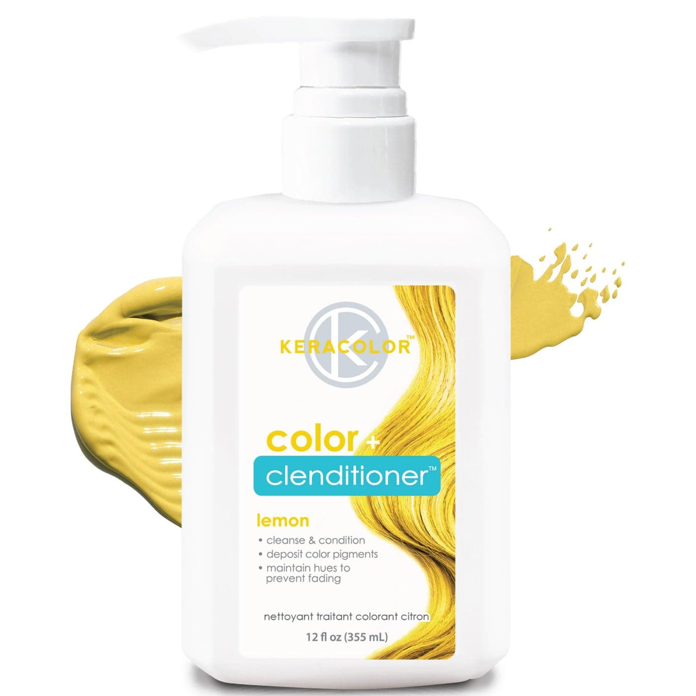 Keracolor Color Clenditioner 3in1 ColorDepositing Conditioner Gently Cleanses Conditions SemiPermanent Lemon Hair Color 12 Fl Oz
