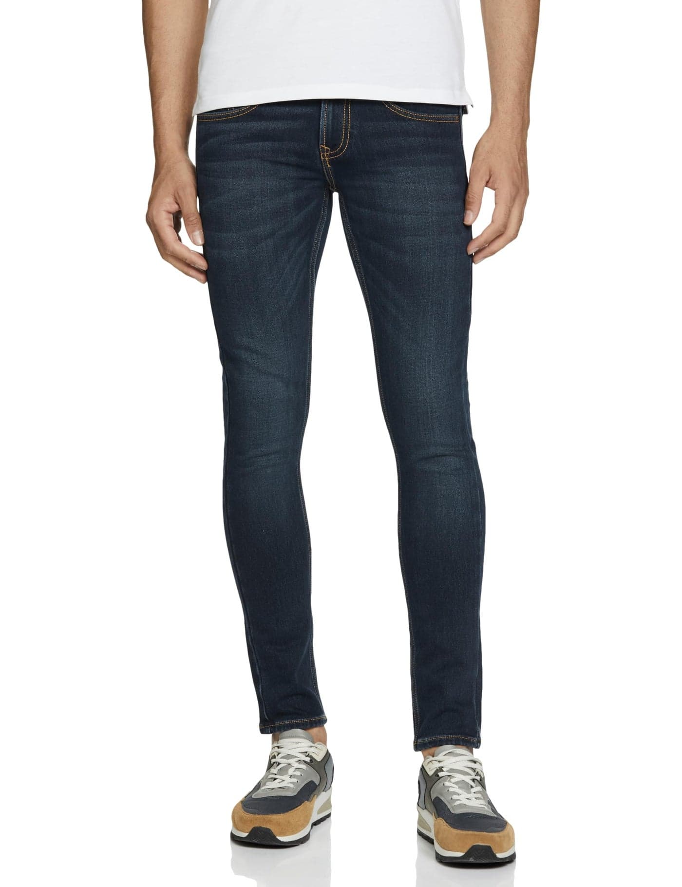 Spykar Men's Super Skinny Fit Low-Rise Casual Jeans Dark Blue