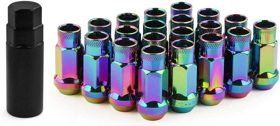 Muge Racing 20Pcs M12x1.5 Open End Wheel Racing Lug Nuts with One Nut Socket - Neo