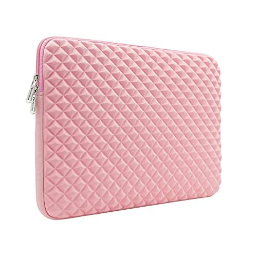 RAINYEAR 11 Inch Laptop Sleeve Diamond Foam Shock Resistant Neoprene Case Fluffy Lining Cover Carrying Bag Compatible with 11.6'' MacBook Air Surface for 11" Chromebook Computer Tablet Notebook (Pink)