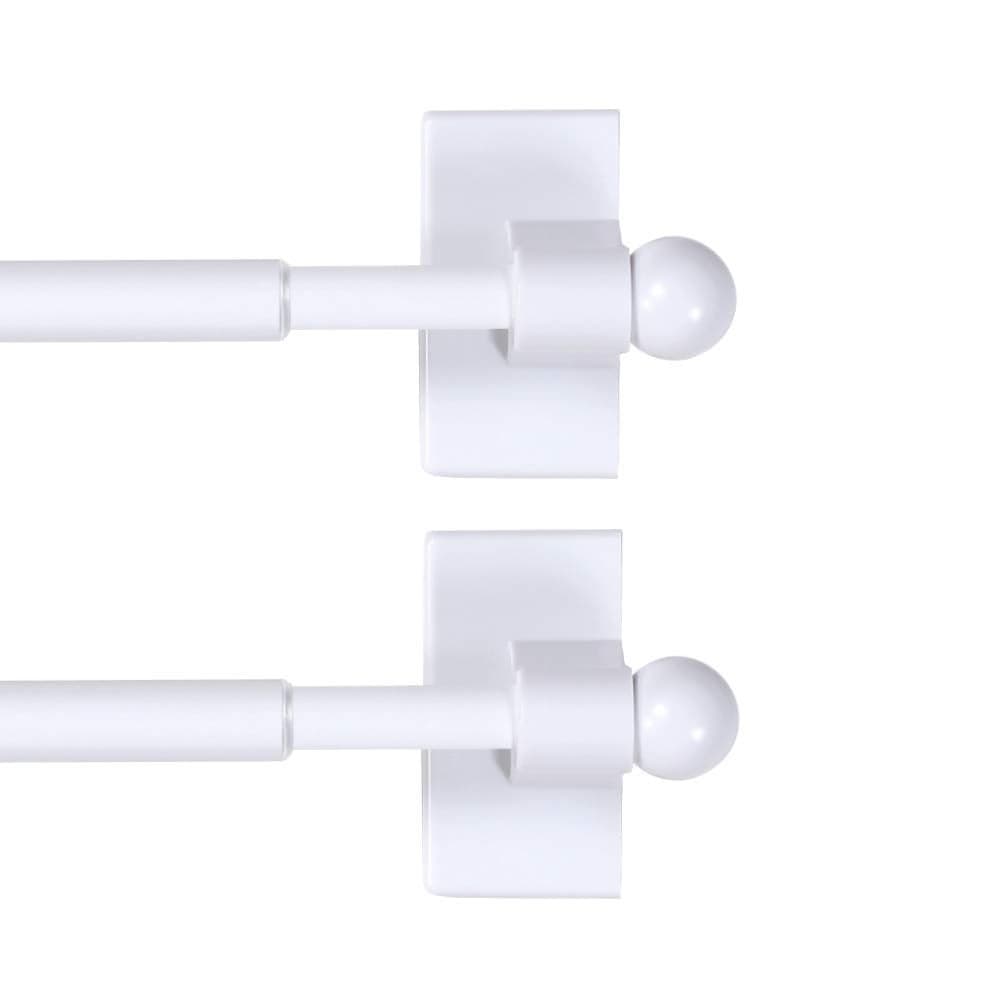 HVERSAILTEX 2 PACK Magnetic Curtain Rods for Metal Doors Top and Bottom MultiUse Adjustable Appliances for Iron and Steel Place Petite Ball Ends 9 to 16 Inch 12 Inch Diameter White