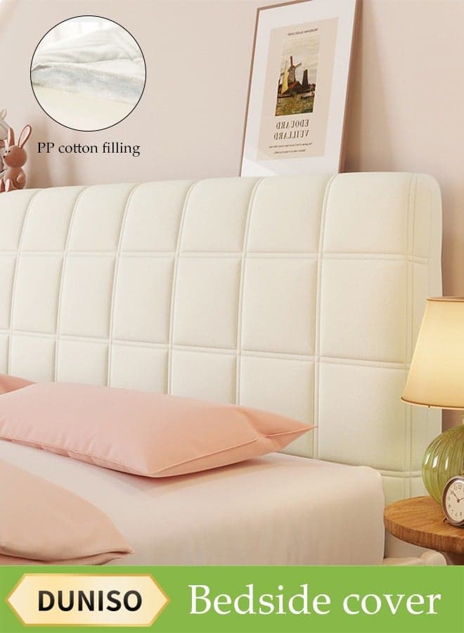 Bed headbroad cover,Large size bed headbroad cover ,All inclusive dustproof backrest cover,Pinching cotton thickening lattice upholstered,for Bedroom Decor, Washable (off-white,180cm)