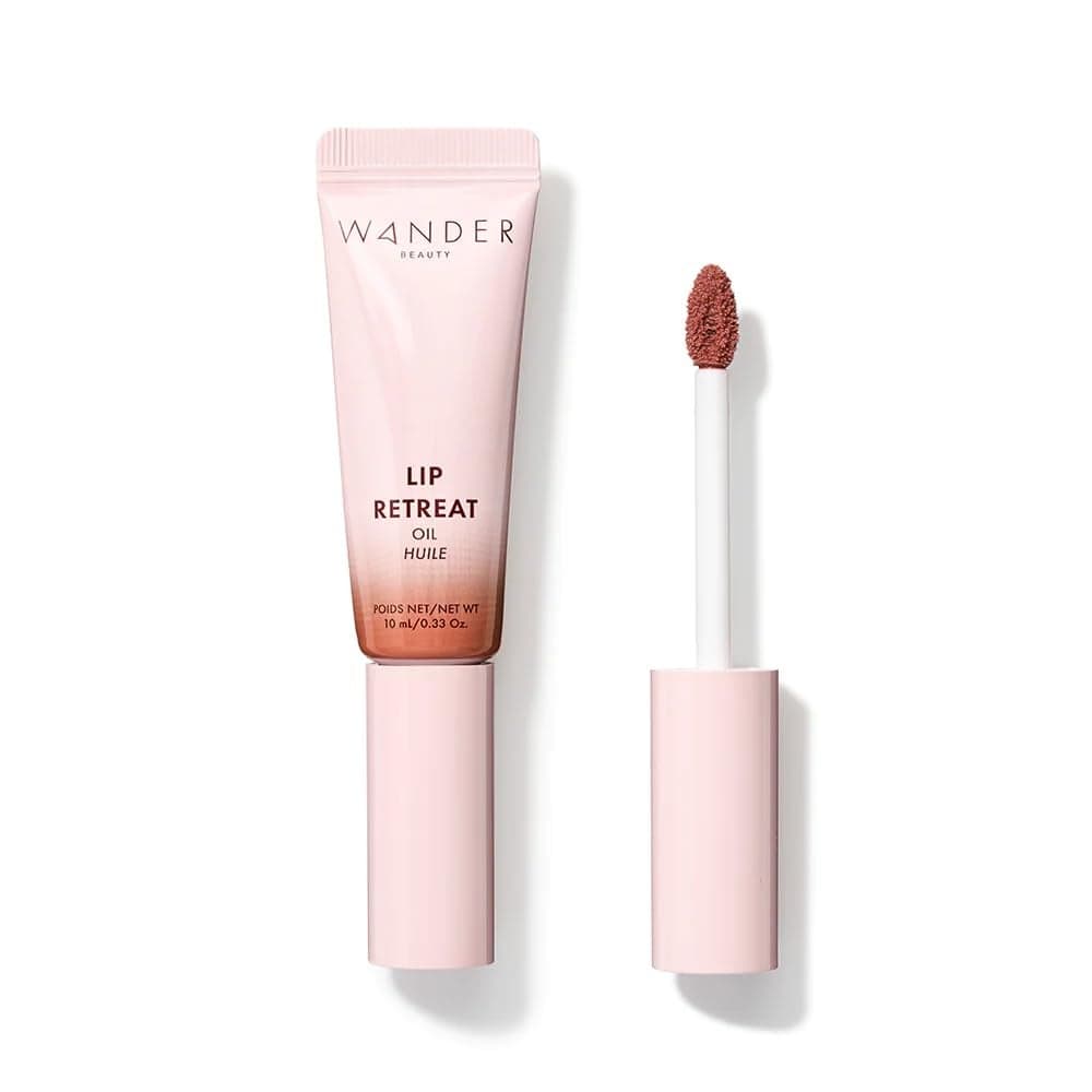 Wander Beauty Lip Retreat Oil Tan Lines Mauvey Nude 4in1 Tinted Oil Moisturizing Gloss with Avocado Vitamin E and Rosehip Hydrating Care for Dry Lips 033 fl oz