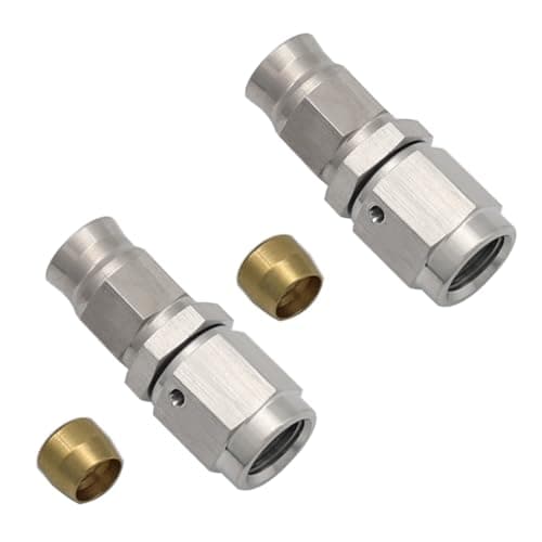 KRD PERFORMANCE Stainless Steel Straight Brake Clutch Fitting 3AN 38 x 24 Swivel Female Thread to AN3 PTFE Braided Hose End For Teflon Hose 2 PCS
