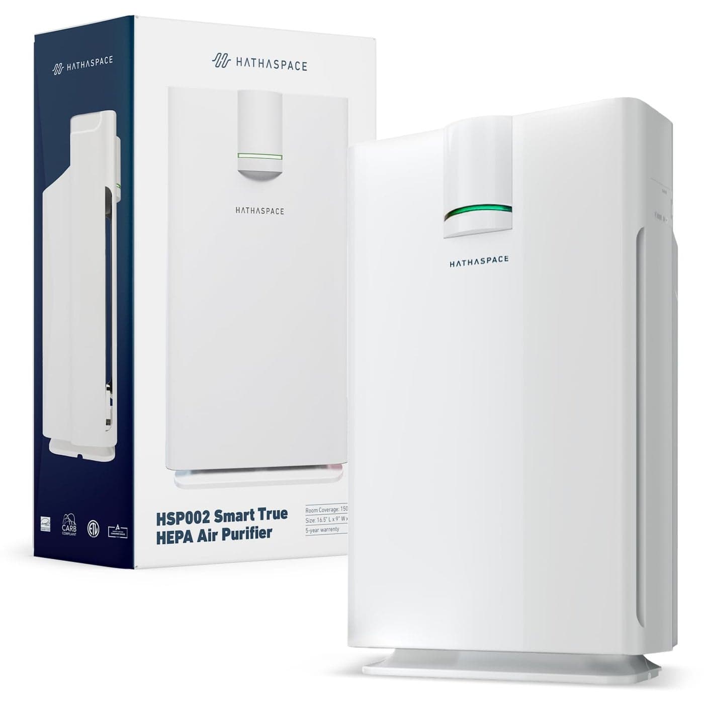 HATHASPACE HSP002 True HEPA Air Purifier for Home Removes 999 of Dust Smoke Pet Dander Odors VOCs Covers Up to 1500 Sq Ft Quiet Air Cleaner with Smart Sensor for Bedroom Large Rooms