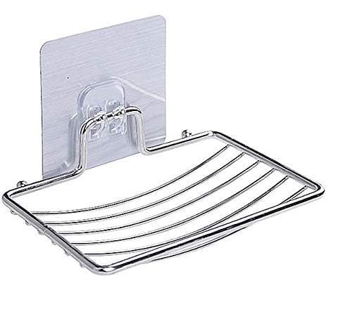 Birud No Drill Soap Dish Holder, Self Adhesive Wall Mounted Soap Sponge Holder Stainless Steel Storage Rack for Home Kitchen Bathroom Shower