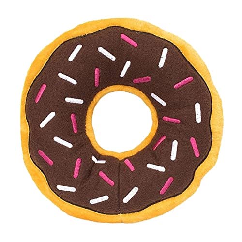 ZippyPaws Donutz Stuffed Dog Toys to Keep Them Busy For Medium and Large Dogs Squeaky Pet Toy for Boredom Chew Toy with Stuffing Soft Plush Puppy Products Funny Food Toy Jumbo Chocolate Donut
