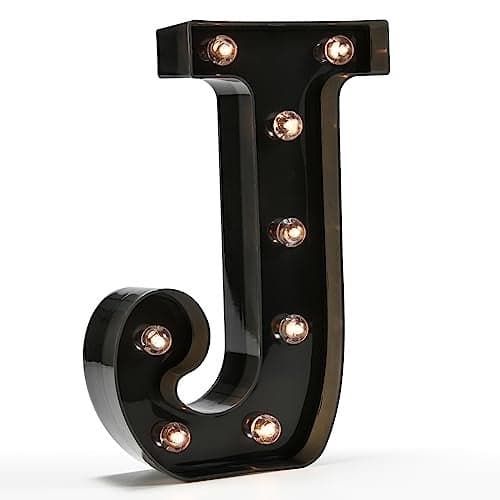 Light Up Black Alphabet Marquee Letters Sign LED Marquee Number Lights Sign for Night Light Home Bar Christmas Lamp Wedding Party Birthday Decoration J