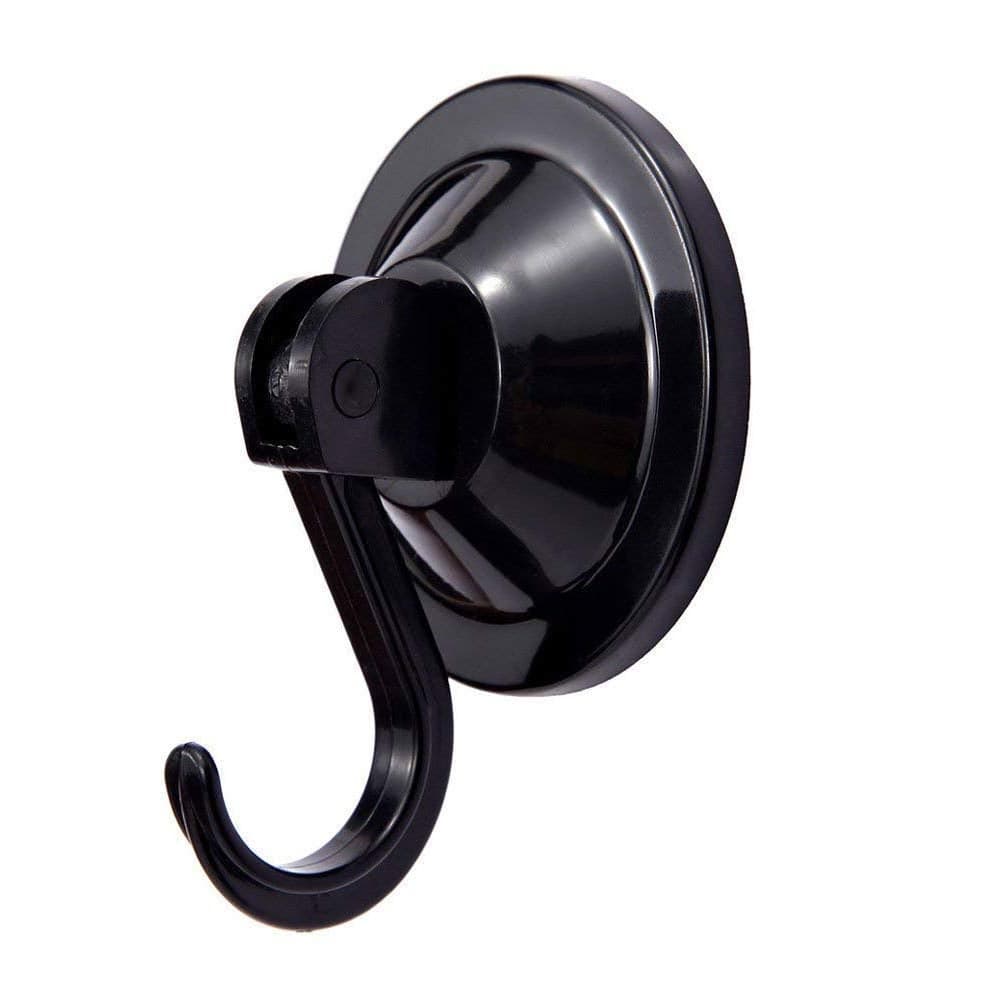 NL HOME Suction Cup Hooks Powerful Vacuum Wreath Hangers for Glass Door or Window Set of 4 Black
