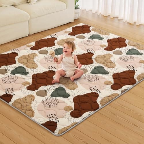 Blissful Diary Baby Play Mats for Floor 71x59 Inch Extra Thicker Large Soft Cushioning Foam Playmats for Babies and Toddlers Foldable Washable Baby Crawling Mat for Playpen Boho Design