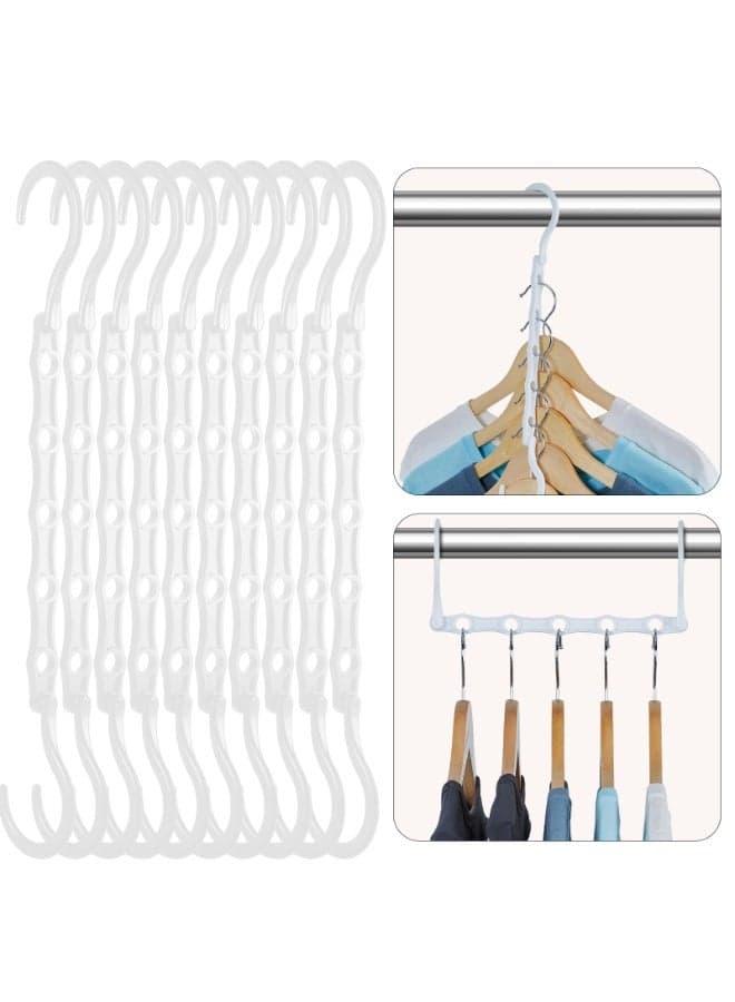 10Pcs Multi-Functional Non-Slip and Windproof Magic Hangers | 5-Hole Rotating Closet Organizer | Creative Space-Saving Wardrobe Storage Solution | Versatile Hanging Rack For Closet and Drying, 23.9x9 cm
