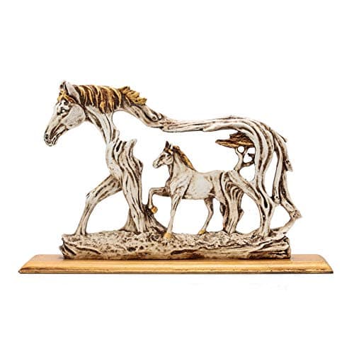 CraftVatika Horse Statue Horses Showpieces for Home Decor, Good Luck Wealth Income Bright Future Decorative Items Diwali Gifts, Resin, 6.4 x 10 Centimeters, Gold