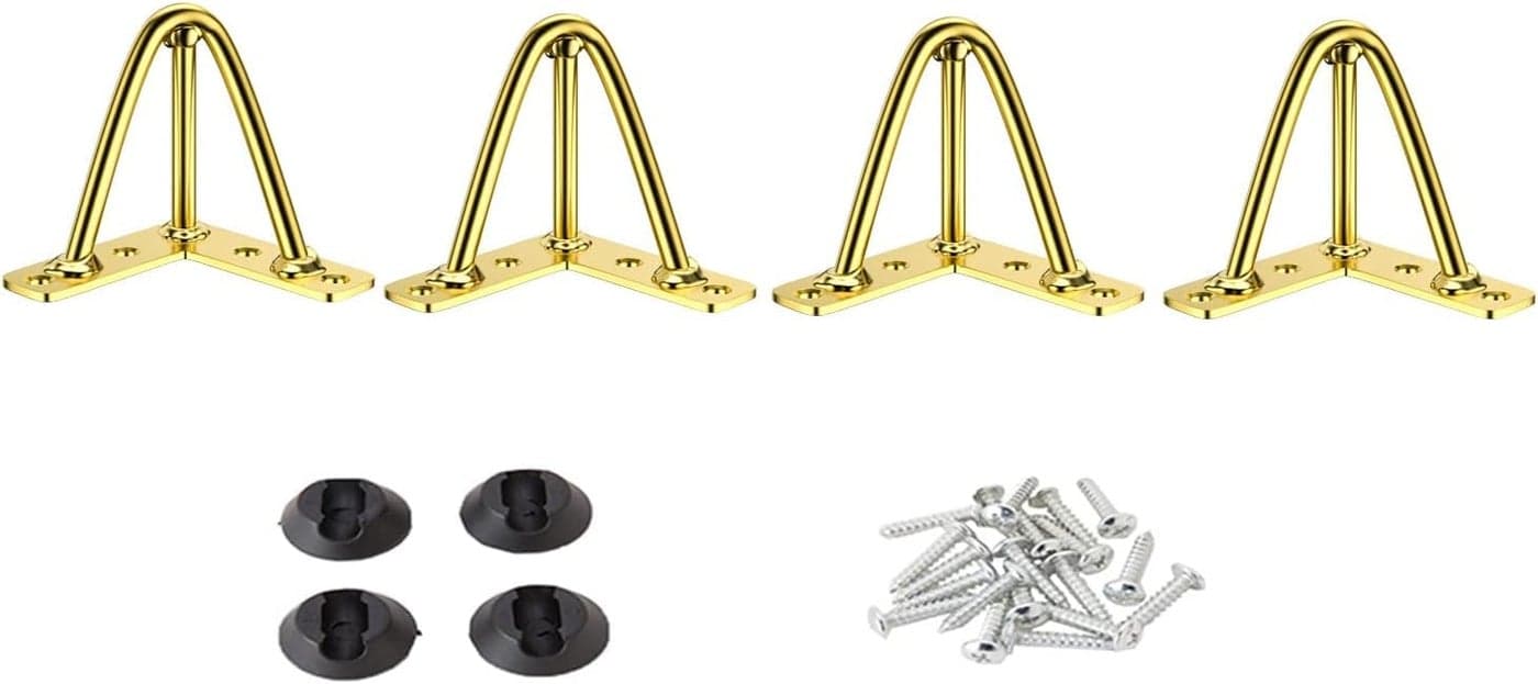 HIRVALL Heavy Duty Gold Finish 4inch Metal Leg for SofaCabinetDesk Leg and Bed Leg4pcs