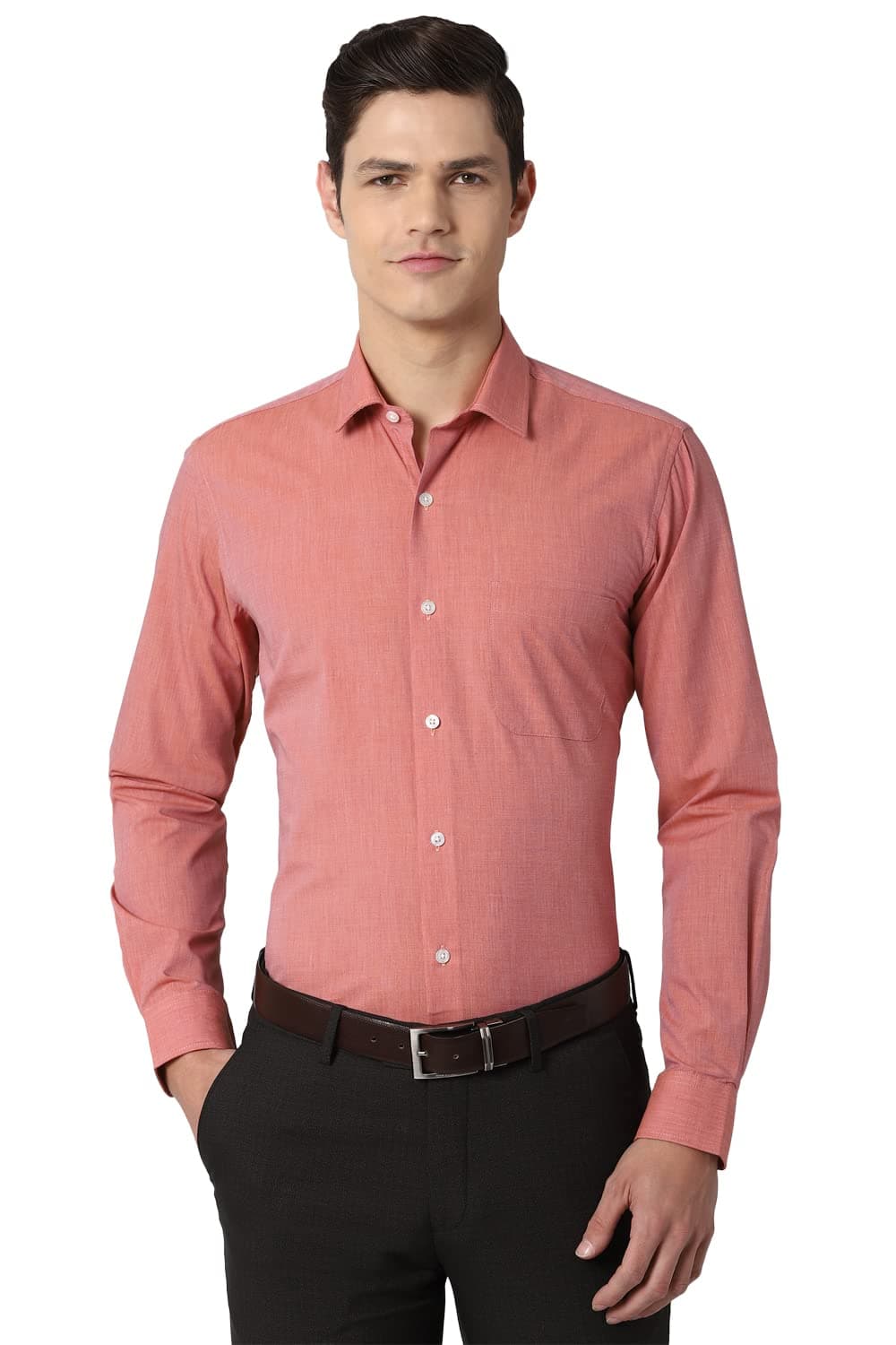 Peter England Orange Formal Shirt