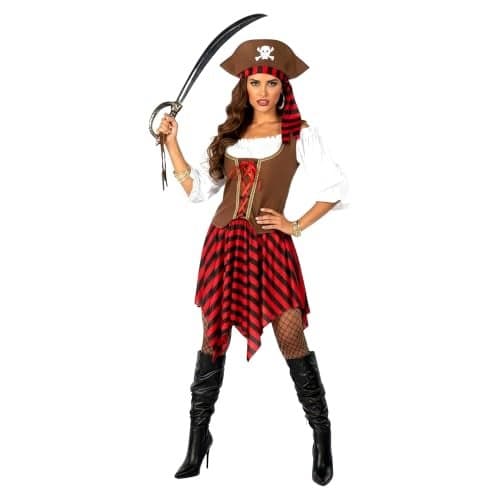 fun shack Women's Pirate Costume - Adult Pirate Wench Outfit for Halloween, Dress Up, Themed Parties, Cosplay, Large