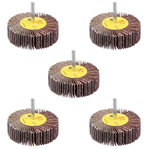 uxcell 3 Inch Flap Wheels Shank Mounted Sanding Abrasive Wheel 80 Grits 5 Pcs