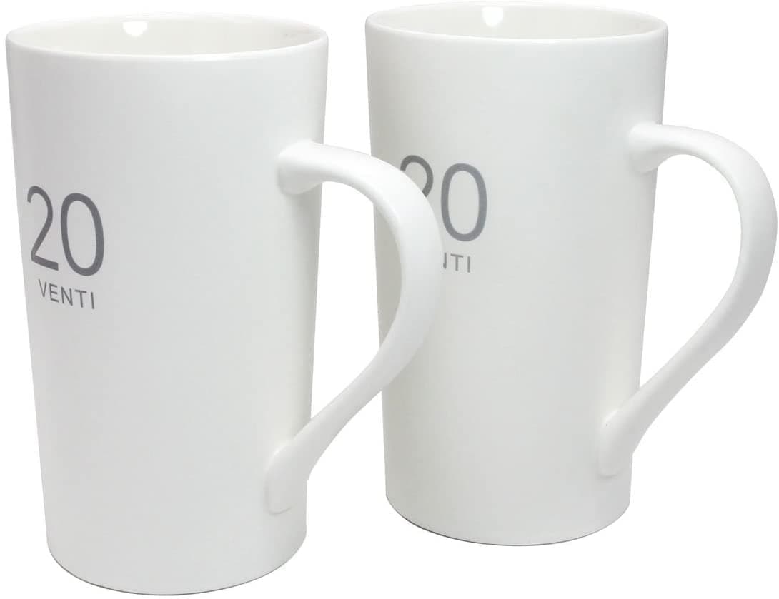 Momugs Number Large Coffee Mug Set of 2, Tall White Ceramic Coffee Cup, 20 oz Mug for Coffee, Cocoa, Latte, Milk, Tea