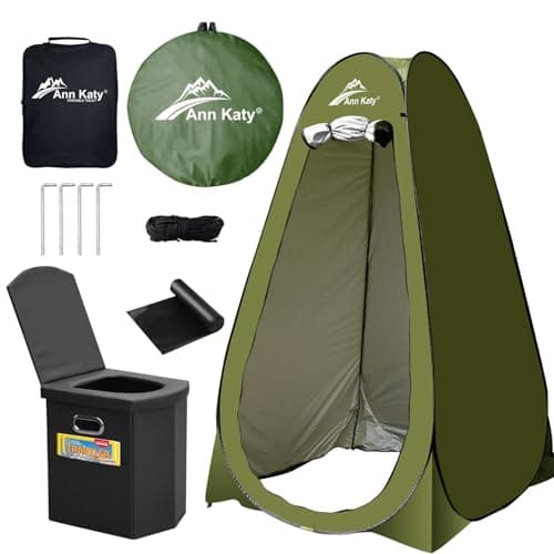 Ann Katy Portable Toilet with Pop Up Privacy Tent,XL Large Portable Toilet for Adults, Outdoor Camping Shower Tents Changing Room Emergency Folding Toilet Tent Kit with Carry Bag for Camping/Hiking