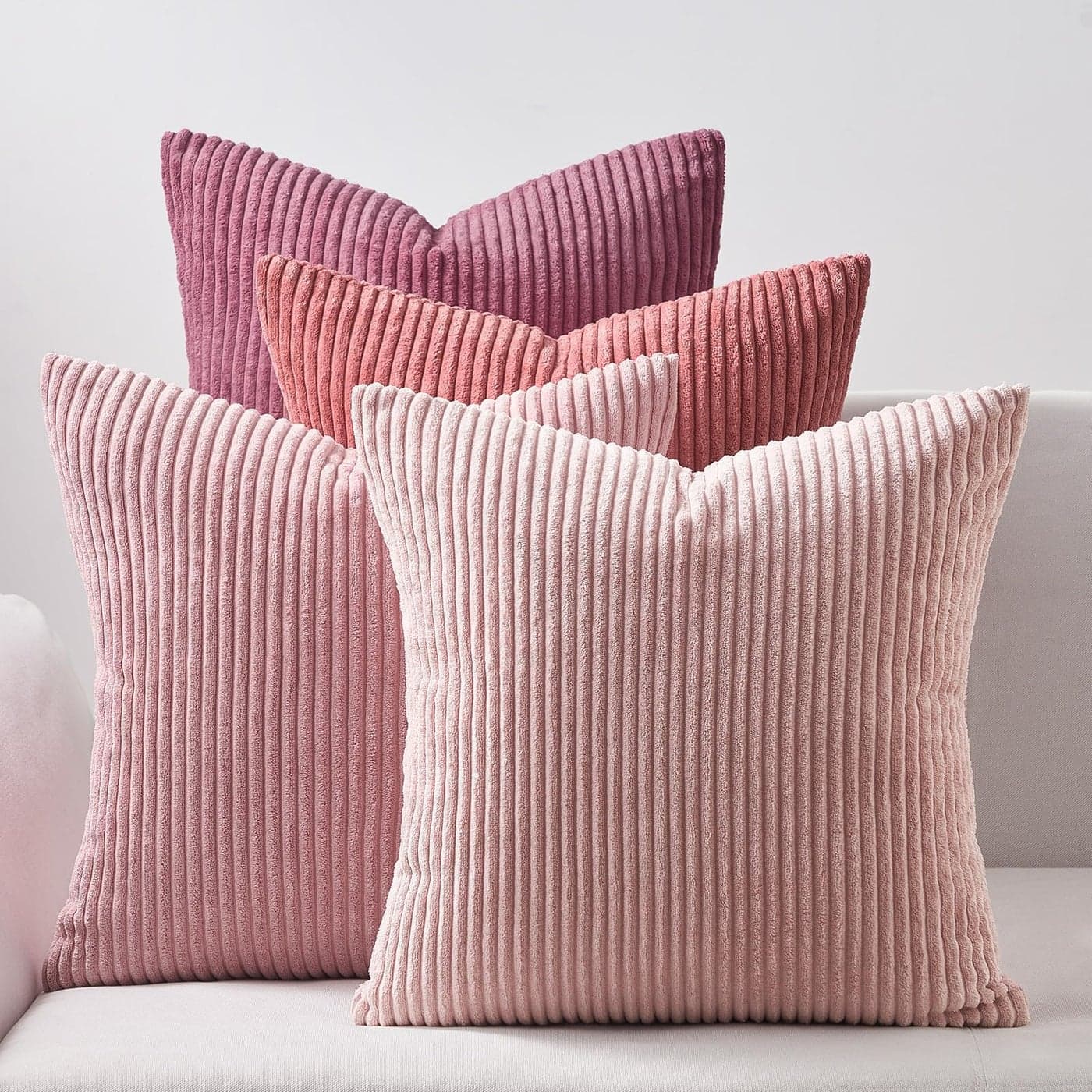 Topfinel Pink Throw Pillows Covers 18x18 Inch Set of 4Farmhouse Corduroy Decorative Cushion CaseValentines Day Pillow Case for Bedroom Couch Sofa Living RoomSpring Home Decor