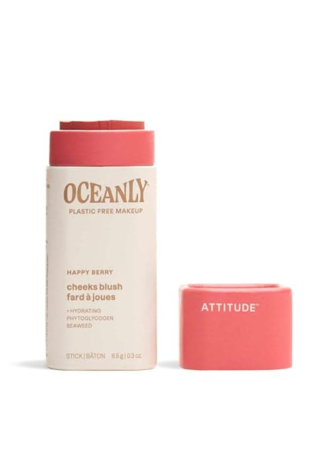 ATTITUDE Oceanly PlasticFree Lightweight Blush Stick Titanium DioxideFree EWG Verified Vegan Crueltyfree Makeup Happy Berry 03 Ounces