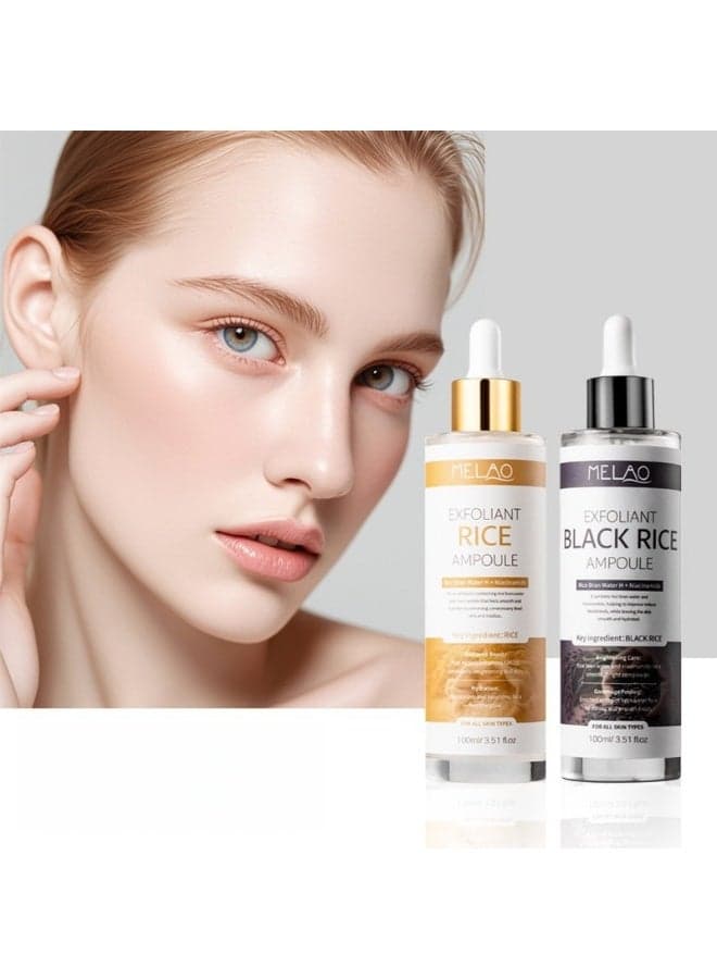 MELAO White Rice Revitalizing Essence + Black Rice Softening Essence 80ML: Gentle Exfoliation, Brightening, and Refining Pores
