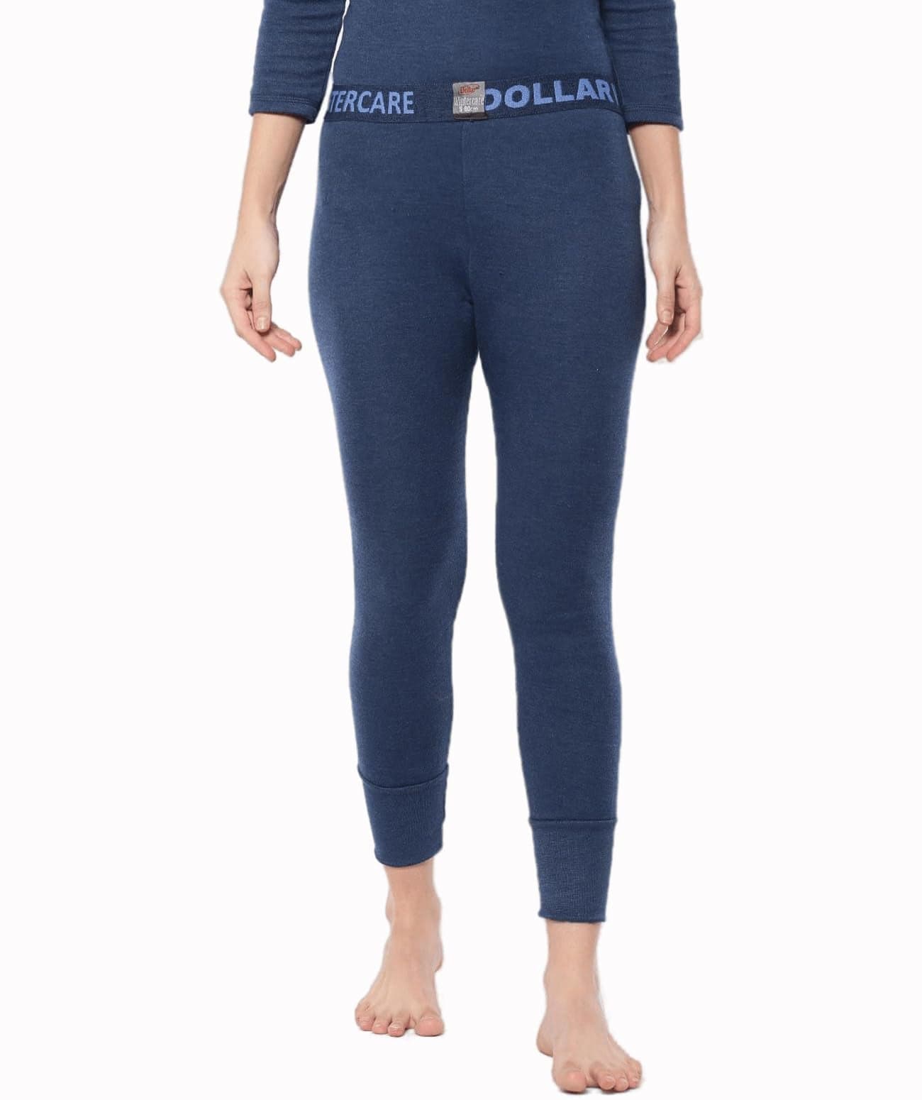 Dollar Women's Blue Solid Top Elastic Thermal Bottom/Trouser (8905203005413_MWLT-02-LDS-PO1-TE-BLUE_L)