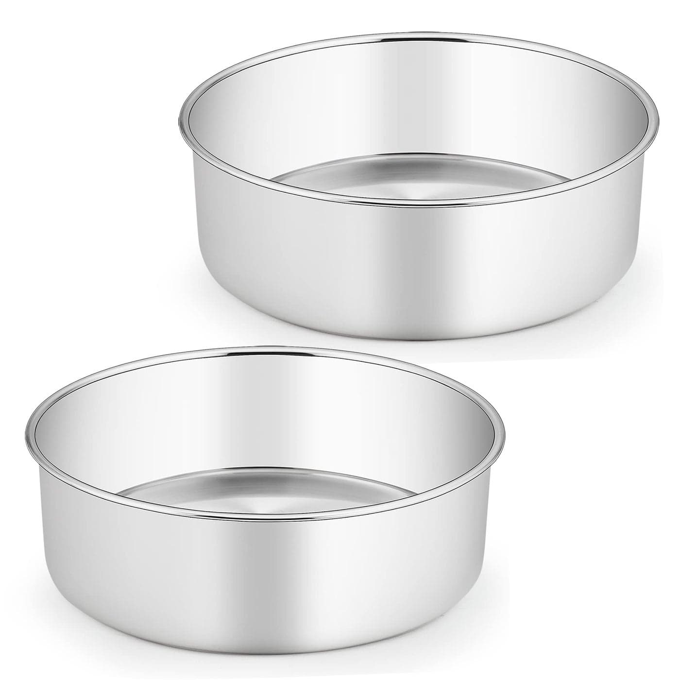 TeamFar Cake Pans 2 PCS Stainless Steel Round 3 Inch Deep Baking Cake Pans for Wedding Birthday Party NonToxic Heavy Duty Deep Wall Straight Side Dishwasher Safe