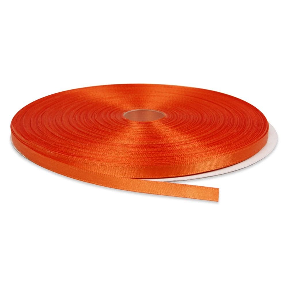 DIY Crafts Polyester Ribbon for Floral Arrangement, Bouquet, and Big DIY Artwork Projects | No Fading Woven Ribbon 1/4 Inches x 50 Yards Double Face Solid Satin Ribbon Roll, Orange