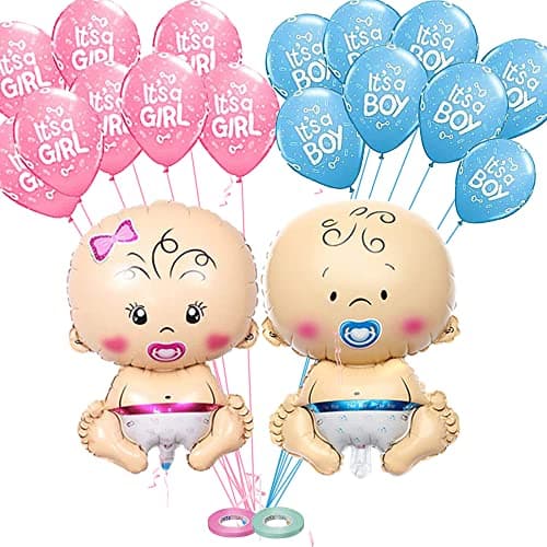 AMFIN (Pack of 24) Baby Shower Combo/Baby Shower Decoration Balloons/Welcome Baby Decoration Material/Baby Shower Foil Balloons Boy Or Girl We Love You Baby Shower - Multi