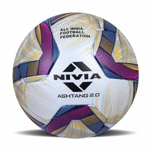 Nivia ASHTANG 2.0 Football, Match Ball, 8 Panels, Super Soft-Touch PU, Latex Bladder, FIFA Quality Pro, Made for Pro-Leagues, to Play on Both Natural and Artificial Grass (Size - 5, Multicolor)