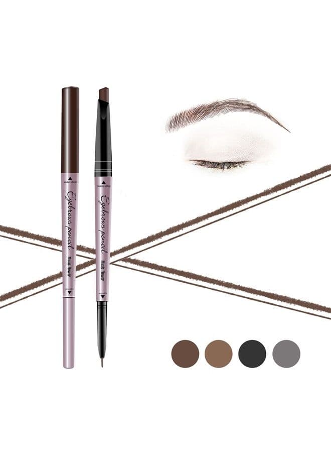 Double Ended Eyebrow Pencil, Waterproof Natural Brow Enhancing Pen, Long lasting Eye Makeup, Pack of 1, Dark Brown