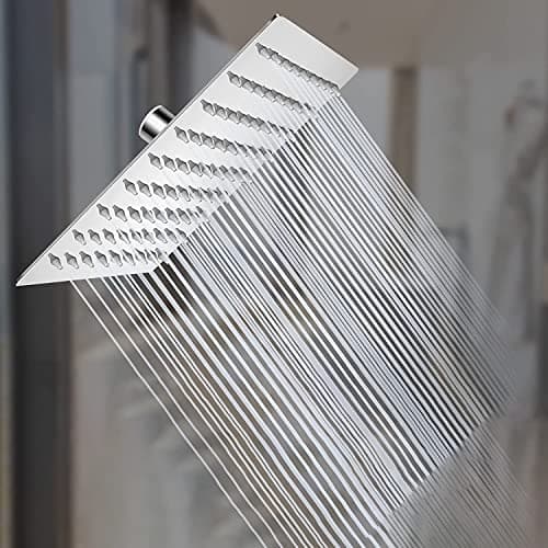 Gesto 12 Inch Square Shower Head - 304 Grade Stainless Steel Shower Heads without Shower Arm - Chrome Finish 360° Rotatable Rain Shower Head - 12x12 Overhead Shower for Bathroom