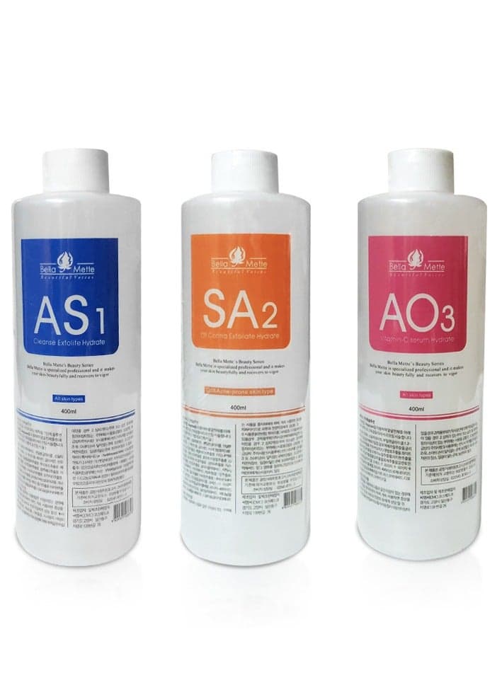 AS1 SA2 AO3 Water Light Exfoliating Liquid Blackhead Cleansing Advanced Salon Professional Microdermabrasion Essence, Suitable for Small Bubble Skin Care Mask Machine (AS1 SA2 AO3, 3*400ml)
