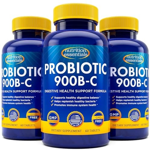 Probiotics for Women and Men with Natural Lactase Enzyme Prebiotic Fiber for Digestive Health 80percent Stronger Supplement for Gut Health Support 3 Count of 60 Tablets