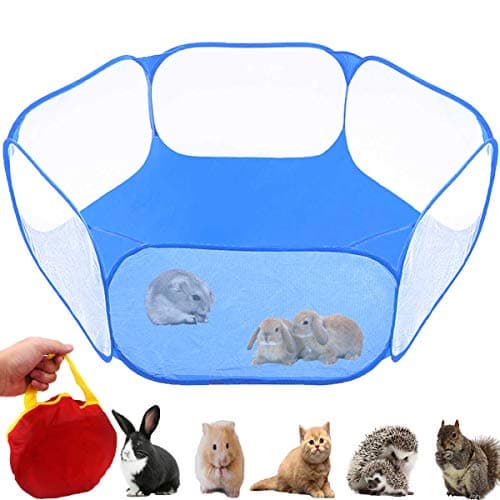 GABraden Small Animals Tent,Reptiles Cage,Breathable Transparent Pet Playpen Pop Open Outdoor/Indoor Exercise Fence,Portable Yard Fence (Blue)