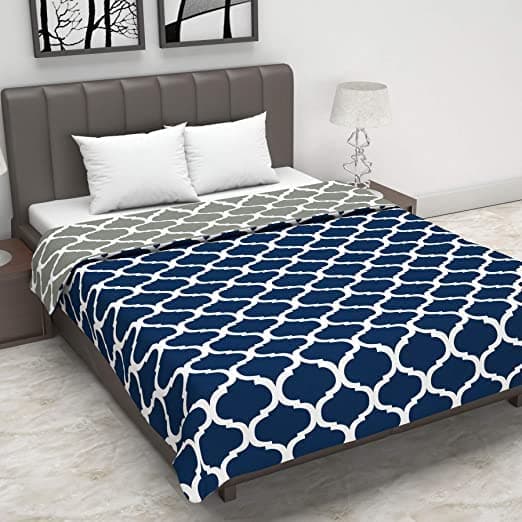 TEEJA Poly Cotton Flower Printed Reversible Double Bed Comforter DoharBlanketQuilt Multicolor Big Blue Double Bed Mix Match Double Bed