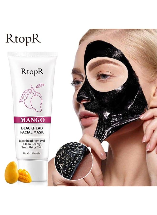 Mango Blackhead Facial Mask-Removal Clean Deeply Smoothing Skin For Faceblack Charcoal Face Mask,Blackhead Remover Nose Pore Strip For All Skin Types 40g