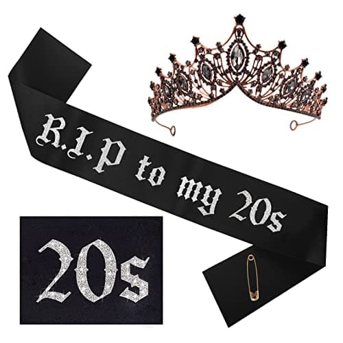 RIP to My 20s Sash with Black Crown for Girls 30th Birthday Funeral Decorations SashCrown