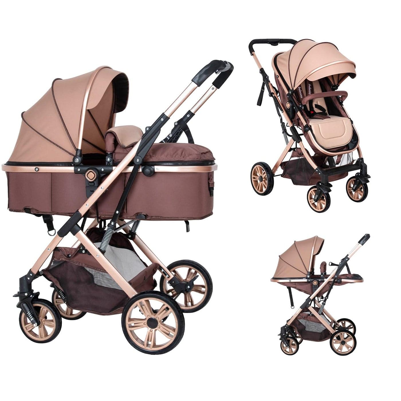 PEARLOVE Baby Stroller Newborn Foldable Pushchair with Adjustable Canopy Folding High Landscape Infant Carriage AntiShock Toddler Pushchair