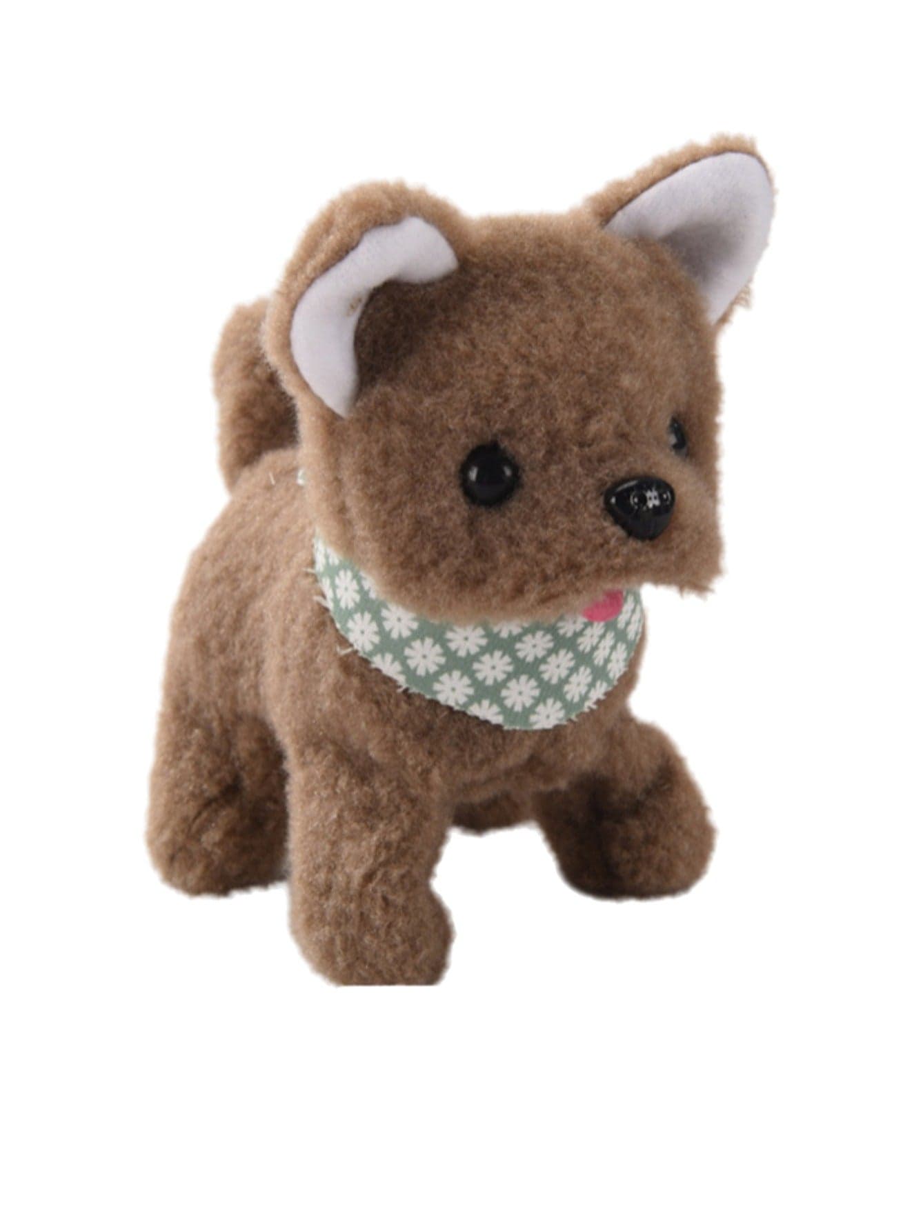 Scarf Vertical Ears Brown Electronic Dog Plush Stuffed Interactive Animal Touch Control Electronic Pet Can Walk And Bark, Wag Its Tail, Toys Suitable For Children And Babies