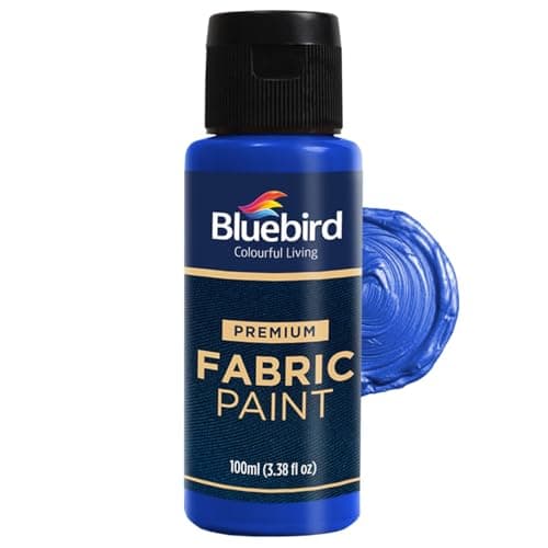 BLUEBIRD Fabric Paint, Sky Blue, 3.4 Fl Oz, Permanent Fabric Paints for Clothes, Furniture Upholstery