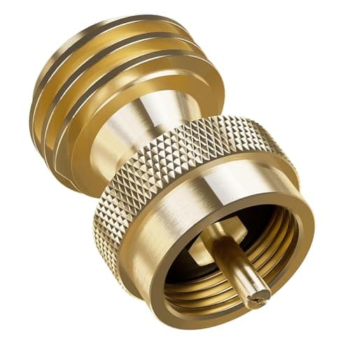 NUPICK Propane Tank Adapter, 1 Lb to 20 Lb Converter, Hook Up Small Propane Tanks to BBQ Grill, 100% Solid Brass Construction