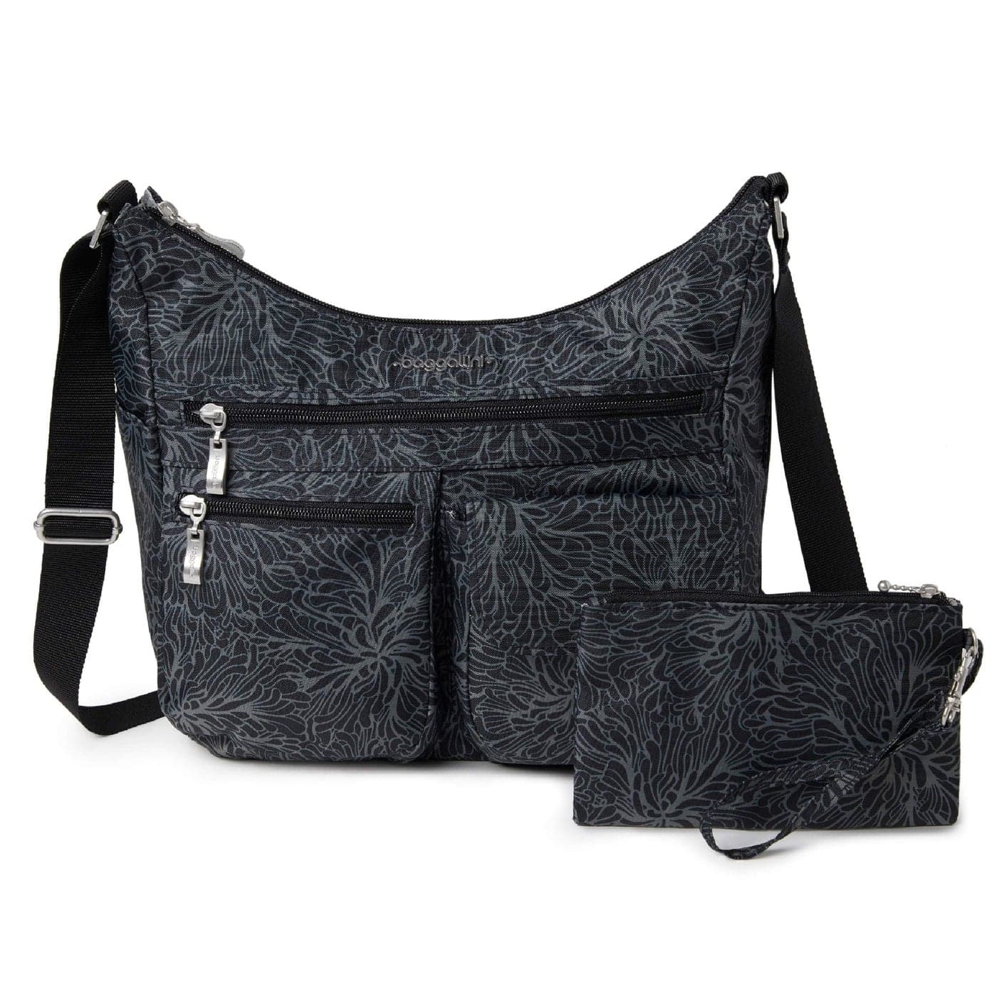 Baggallini Womens Everywhere Bagg Hobo Bag Midnight Blossom