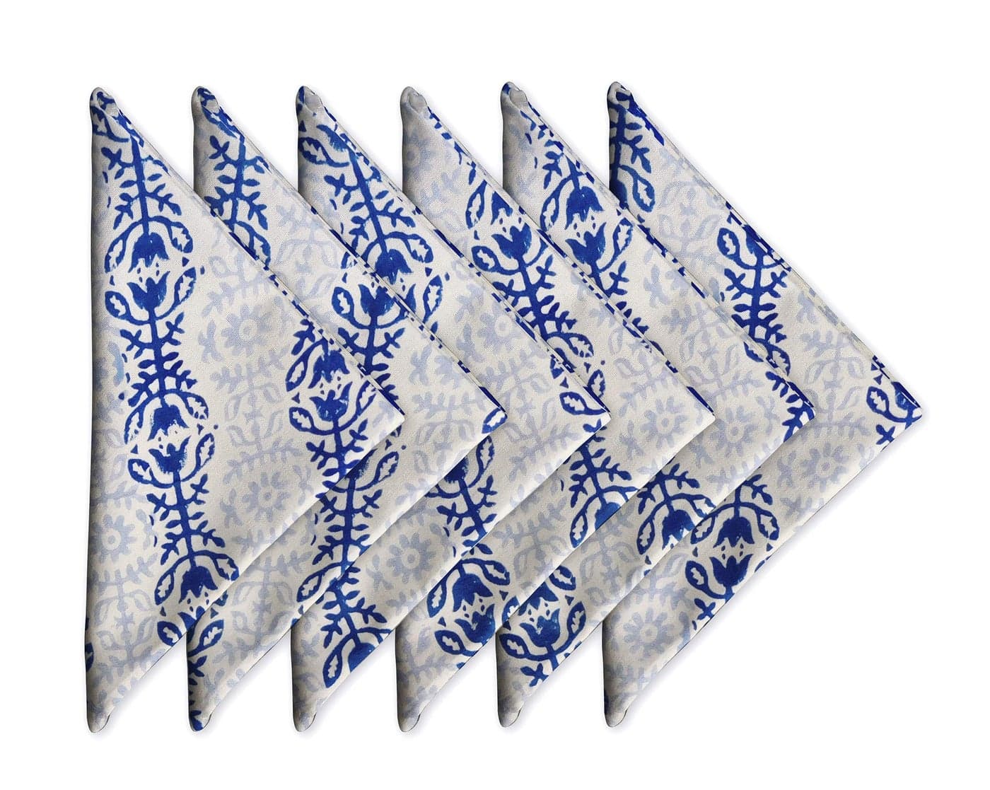 Cotton Dinner Napkins 18x18 inches - Washable Cloth Napkins Set of 6 - Everyday Use or Dinner Party and Events - White Blue Lightweight Indian Block Printed Soft Fabric by Craftbot