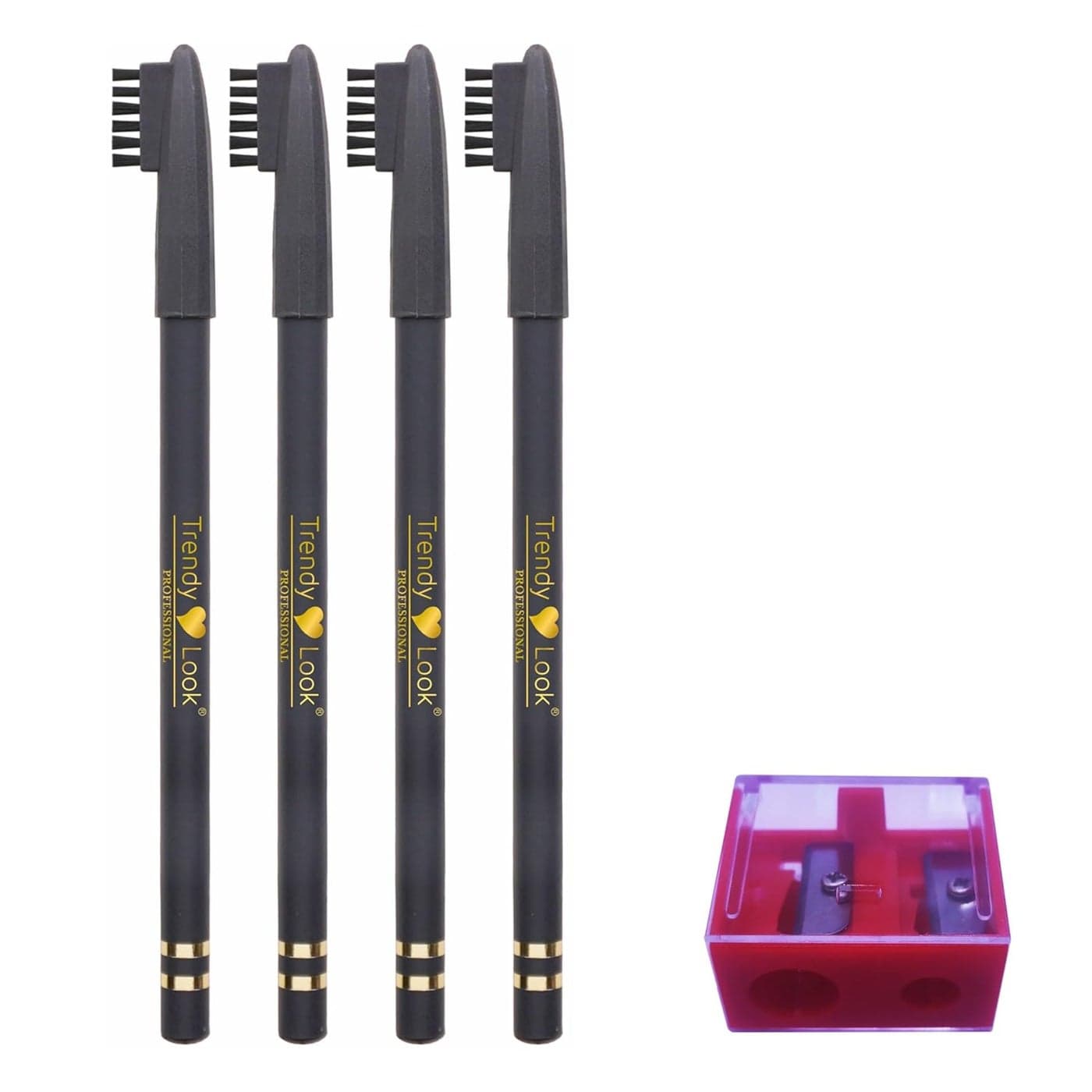 Trendy Look Waterproof Eyebrow ColorsEyebrow PencilEyebrow Liner Grey 4 pc Pencil 1 pc Sharpener